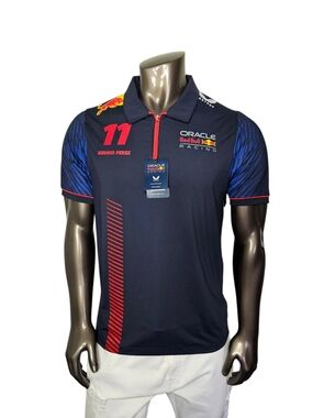 Men's Navy Polo with Red Accents